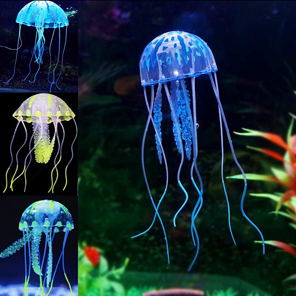Qpets 3 pcs Fluorescence Jellyfish Ornament Decoration for Aquarium Fish Tank, Artificial Silicone Jellyfish Decor for Aquarium Fish Tank Floating Jellyfish Aquarium Fish Tank Accessories Qpets 3 pcs Fluorescence Jellyfish Ornament Decoration for Aquarium Fish Tank, Artificial Silicone Jellyfish Decor for Aquarium Fish Tank Floating Jellyfish Aquarium Fish Tank Accessories
